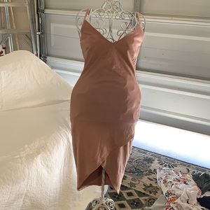 Stretchy suede-like spaghetti strap dress